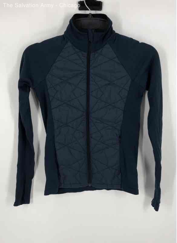 Athleta Womens Prussian Blue Long Sleeve Fleece Full Zip Jacket Size XS