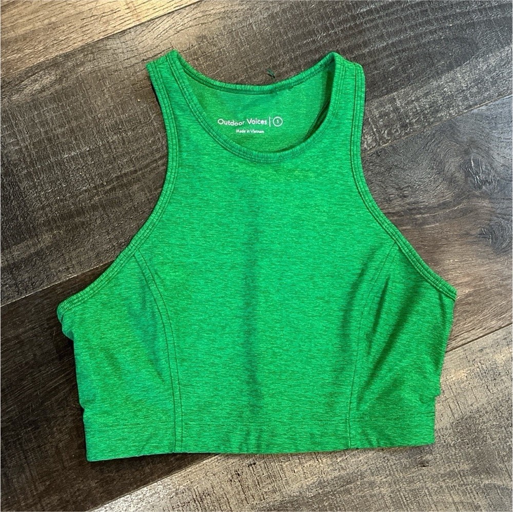 Outdoor Voices Women's Green High Neck Racerback Stretch Tank Top Size S