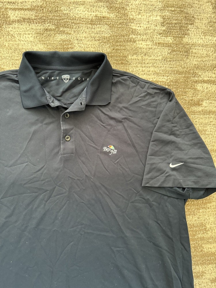 Nike Golf Polo Shirt Mens XL Navy Blue Bay Hill Embroidered Swoosh Dri-FIT