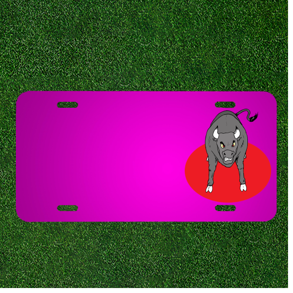 Custom Angry Bull Horns License Plate with Personalized Names  