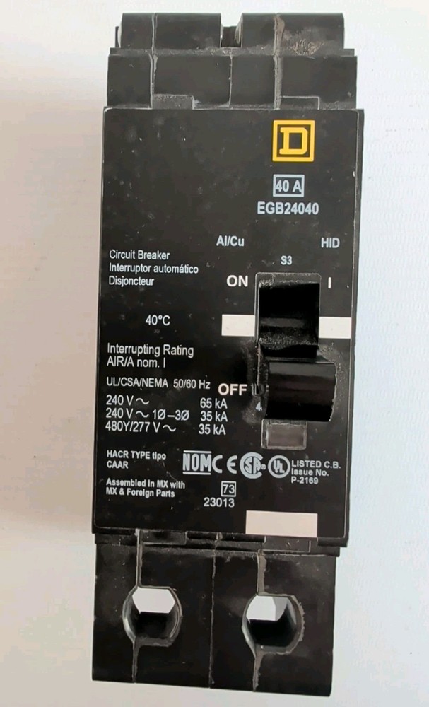 Square D EDB24040 40A 2 Pole Bolt-On Circuit Breaker 480Y/277V