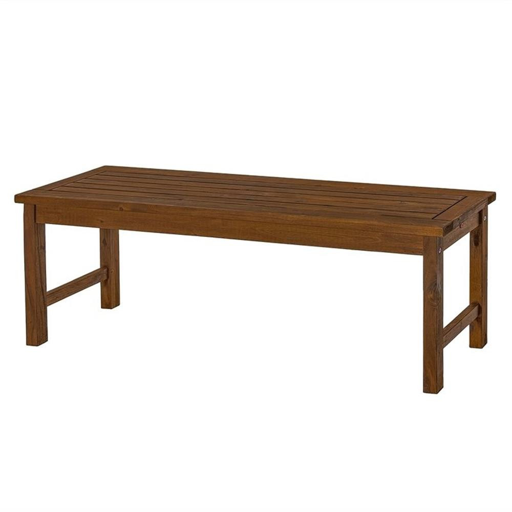 Dark Brown Acacia Wood Outdoor Patio Bench with Natural Grain-image