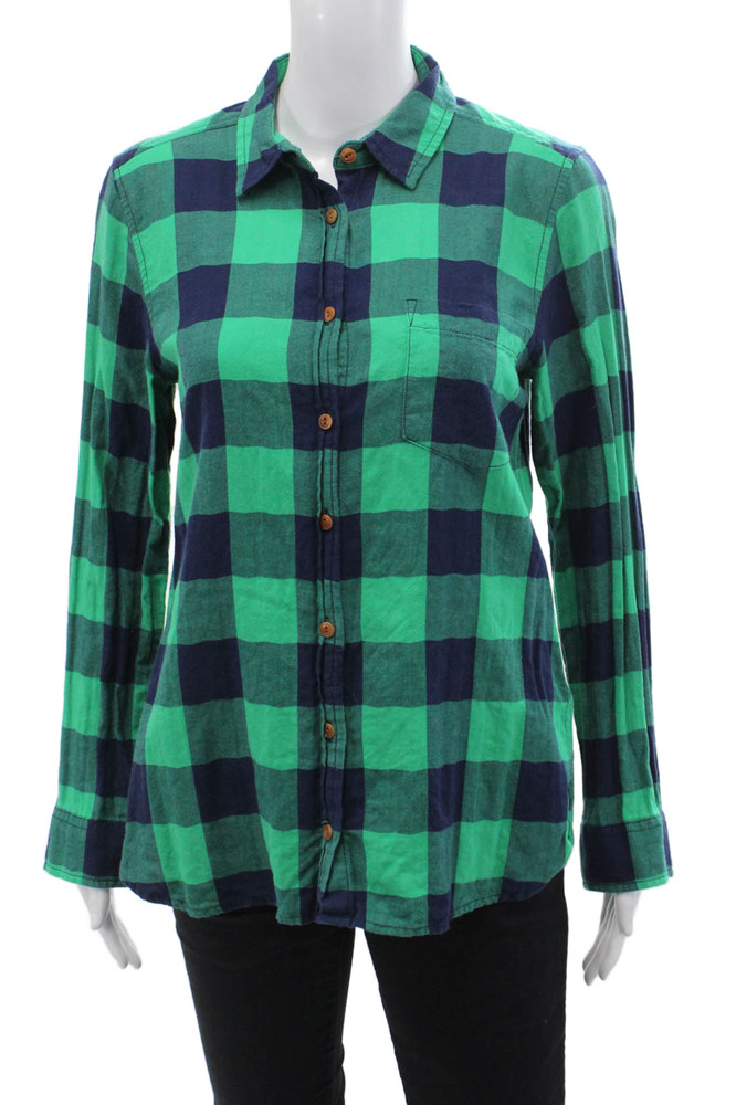 J Crew Women's Collared Long Sleeves Button Down Check Plaid Shirt Size 6Free Shipping in US $100+ Orders | $6.95 Orders Below