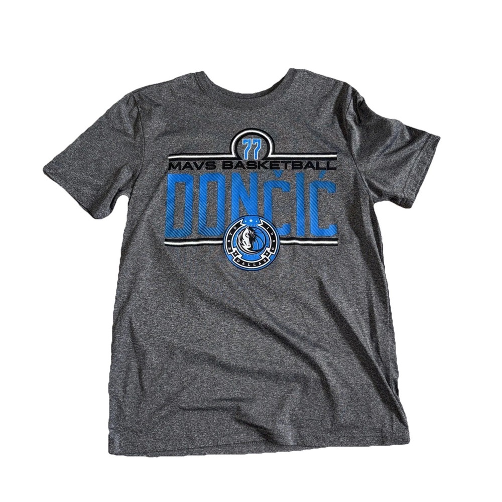 Mavericks Luka Doncic 77 Grey Tee Medium
