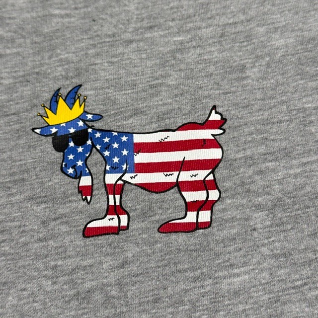 Goat USA American Flag Gray Short Sleeve T-Shirt Men's Medium Patriotic 4th July