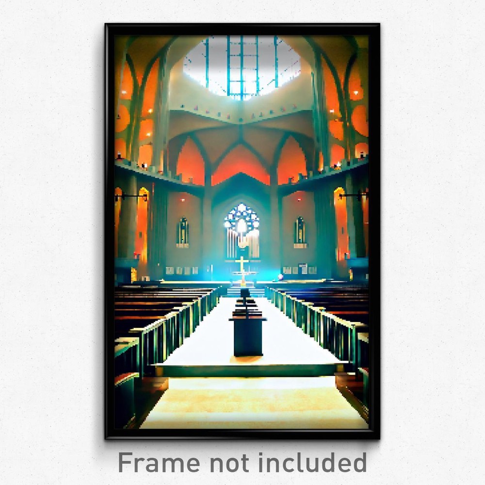 Pixel Art Poster - Mellow Synagogue (8 Bit Psychedelic Trippy Video Game Print)