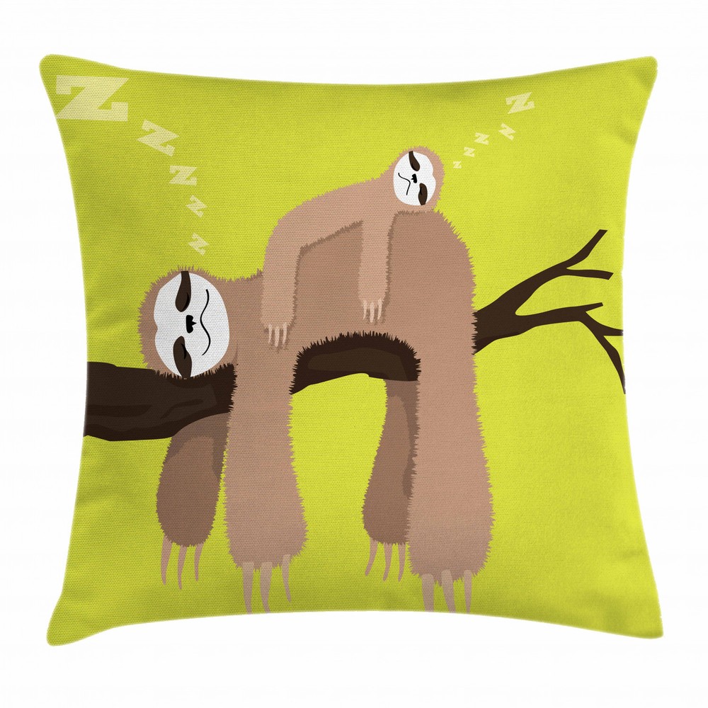 16-Inch Sloth Themed Mother Sleeping Cartoon Square Pillow Cushion Cover