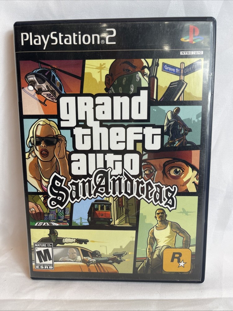 Grand Theft Auto San Andreas PS2 PlayStation 2 Complete CIB + Map Black Label