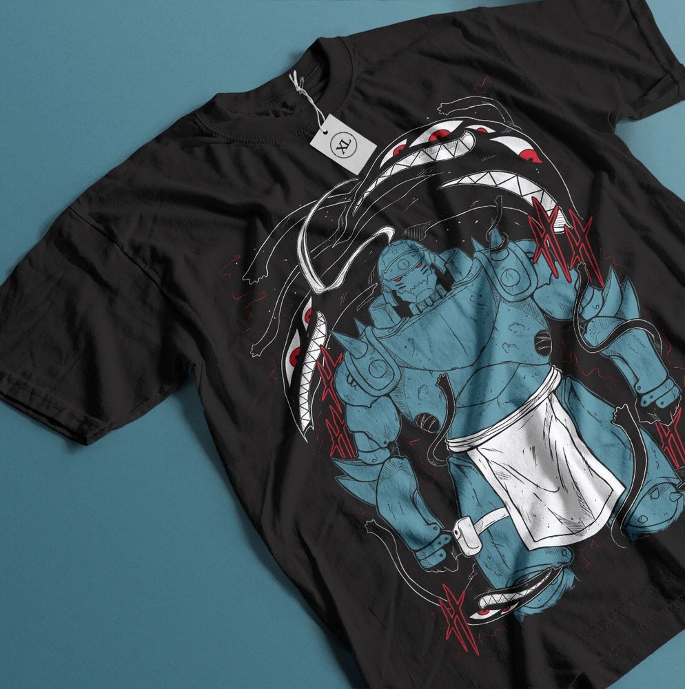 Anime Fullmetal Alchemist Alphonse Elric Brotherhood Black T-Shirt All Size