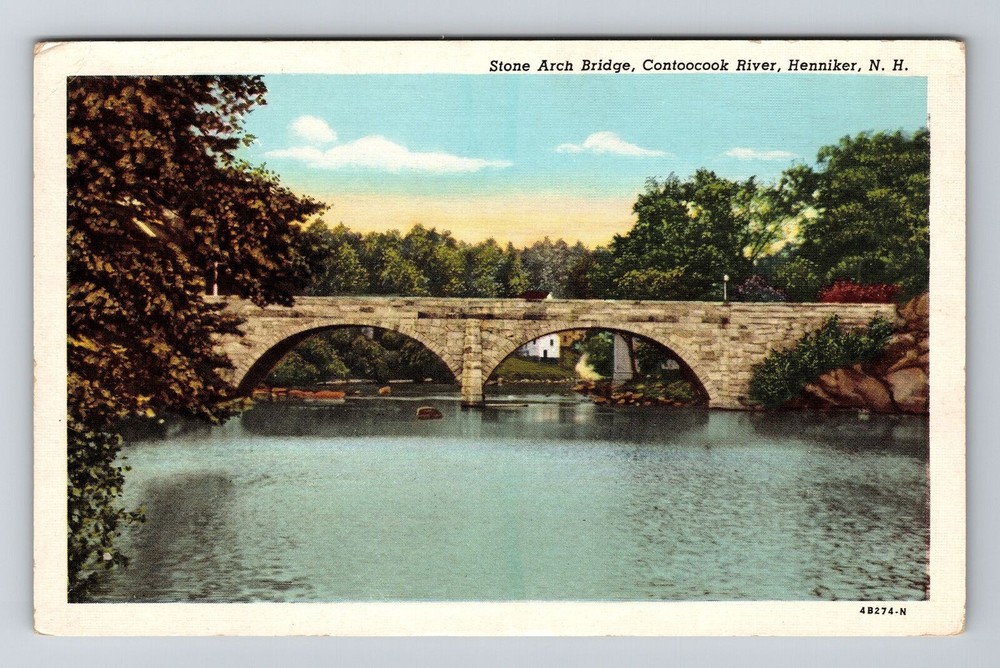 Henniker NH-New Hampshire, Stone Arch Bridge, Vintage Postcard