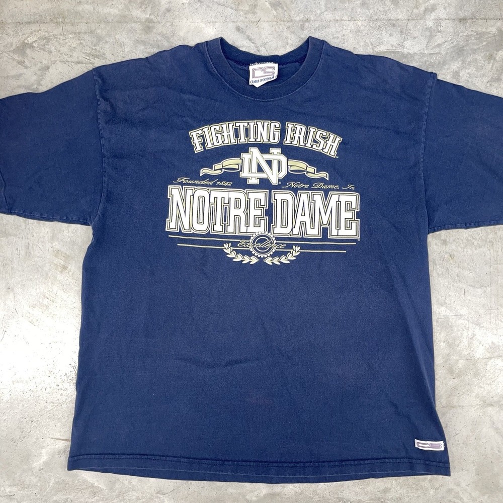 Vintage 90s Notre Dame Fighting Irish T-Shirt Size XL USA Made Single Stitch