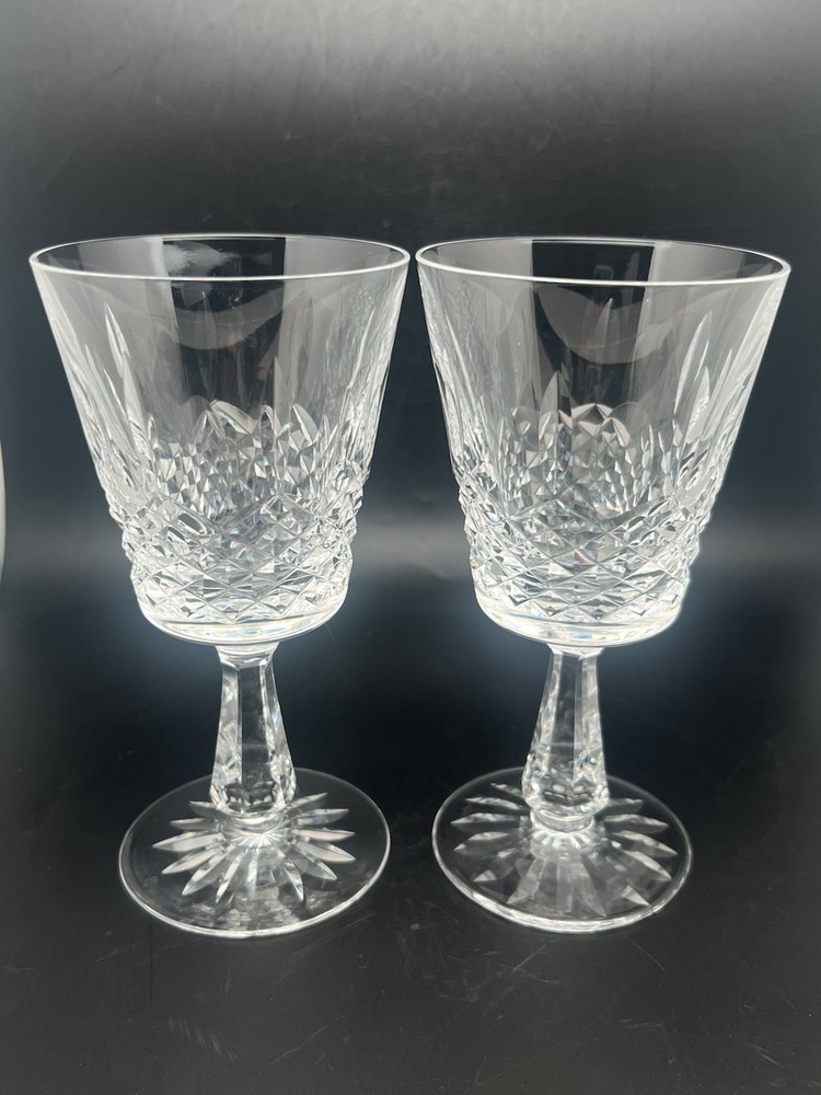 Waterford Classic Lismore Crystal Glass Goblet 8oz Set of 2 Stem 7” Tall
