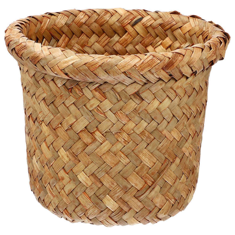 Woven Trash Can Wicker Small Container Wastebasket Accessory Office