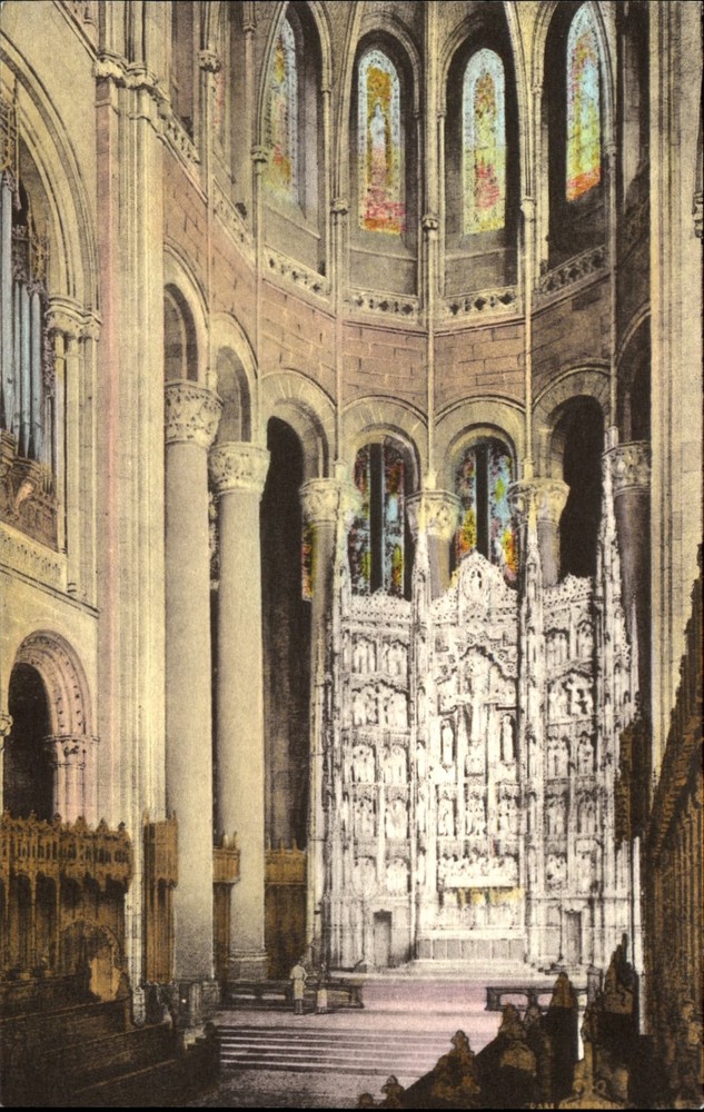 Cathedral St John Divine sanctuary altar New York Albertype hand colored~c1910