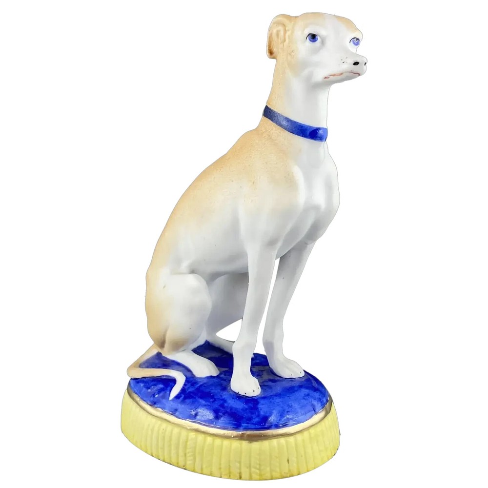 Antique Bisque Figurine, Whippet Greyhound Dog, 6