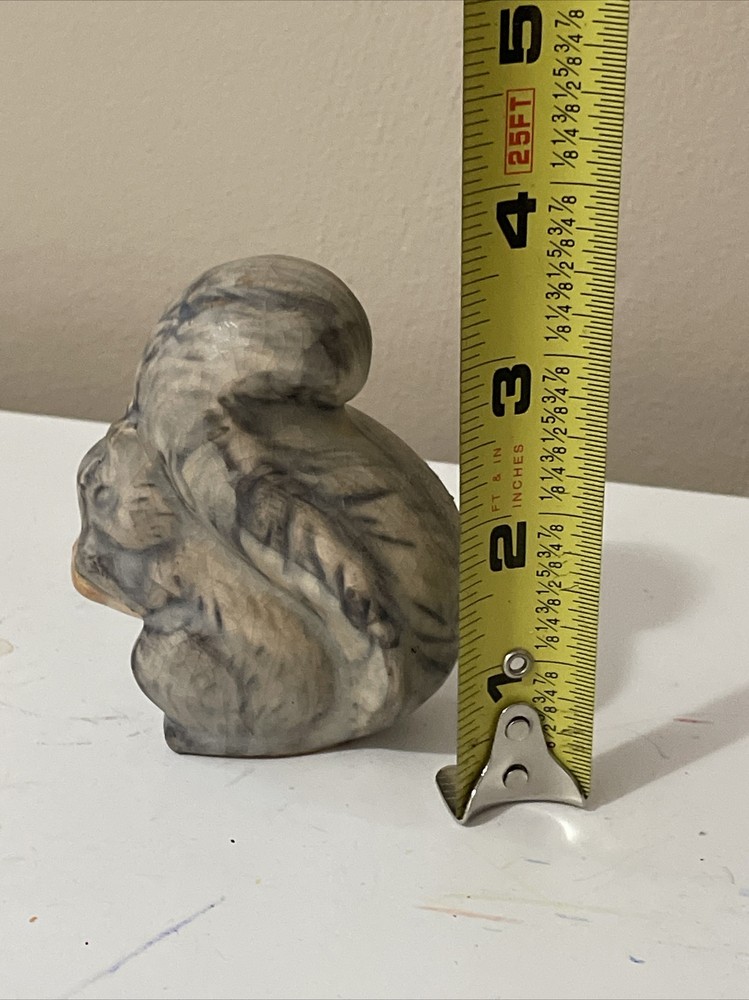 4” Small Ceramic  Squirrel Figure Gray Grey Garden Home Decor Collectible