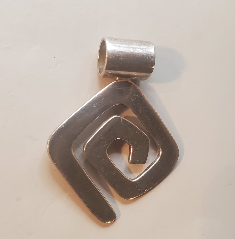 Vintage SILPADA 925 Sterling Silver Geometric Spiral Maze Slide Pendant - UNISEX