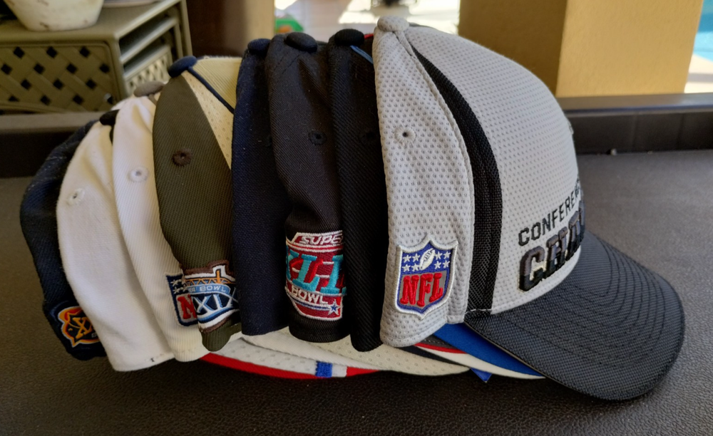 Lot of 8 New England Patriots Super Bowl and Conference Champions Hats New