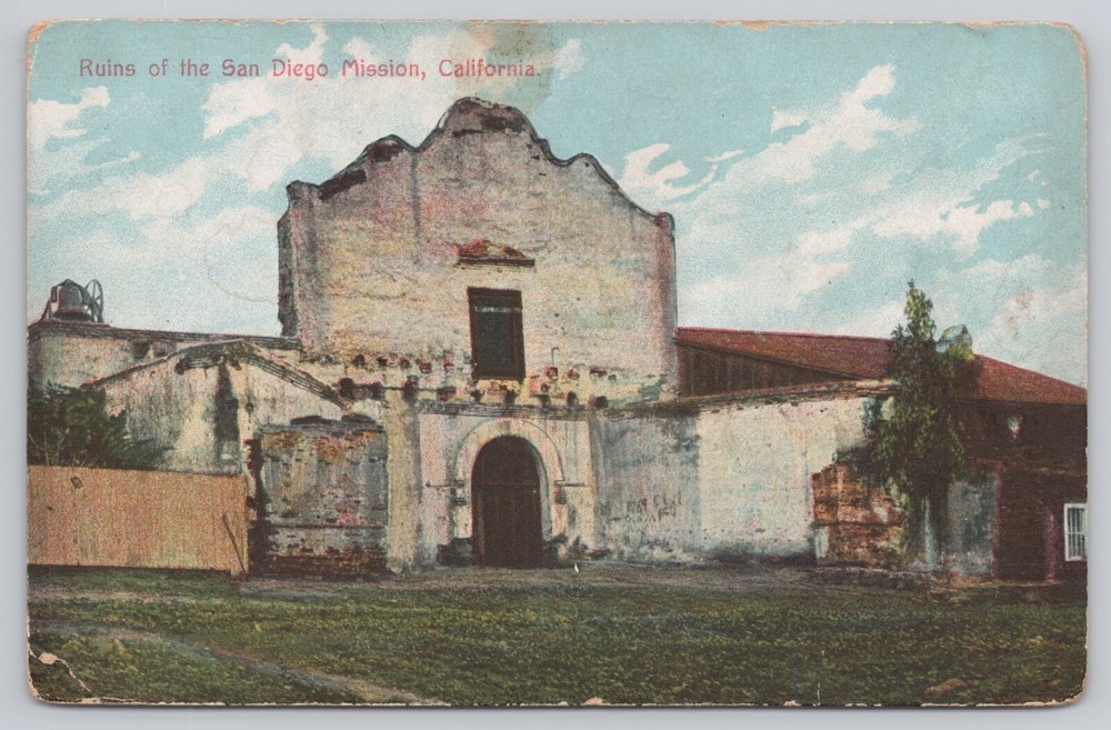 San Diego California, Mission Ruins, Vintage Postcard