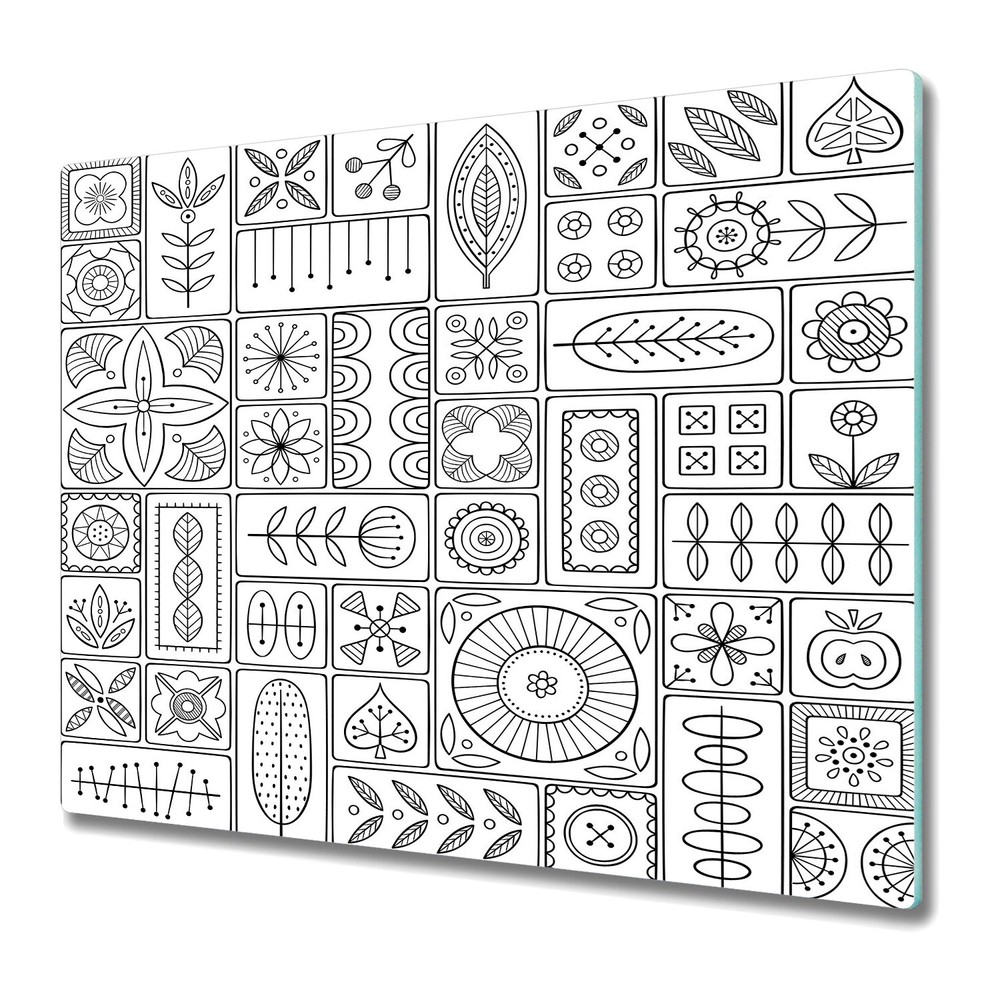 Glass Kitchen Chopping Board Scandinavian Tiles Light Soft Old Style 60x52