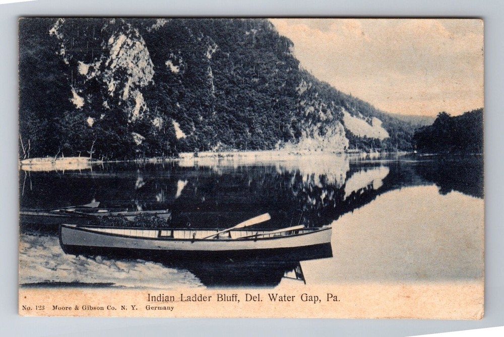 Delaware Water Gap PA-Pennsylvania, Indian Ladder Bluff, Canoe, Vintage Postcard