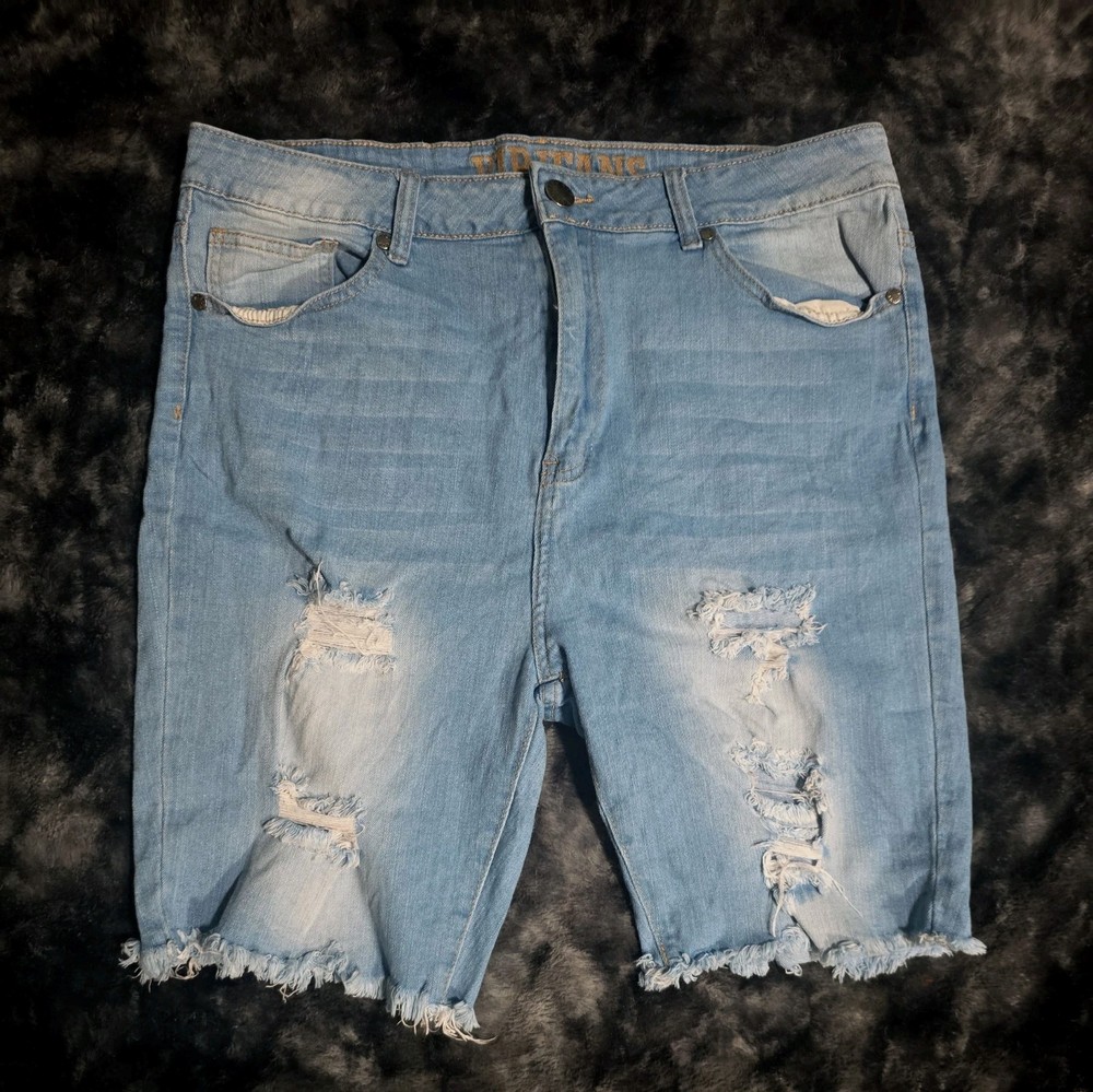 V.I.P. Jeans Women's Shorts Acid Washed Distressed Cut Off Size 17/33