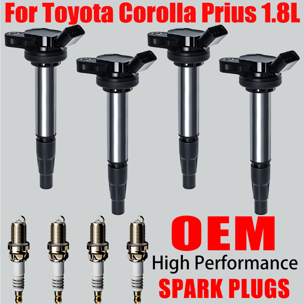 4X OEM Ignition Coil & Iridium Spark Plug For Toyota Corolla Prius V 1.8L UF596