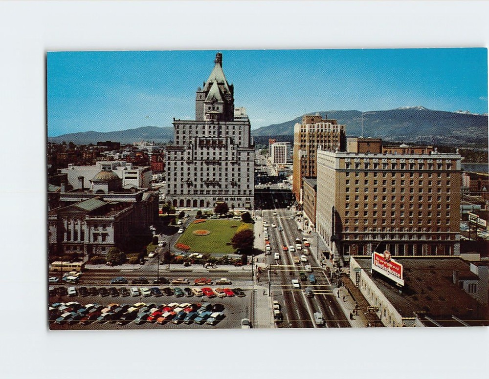 Postcard Georgia Street Looking West Vancouver BC Canada