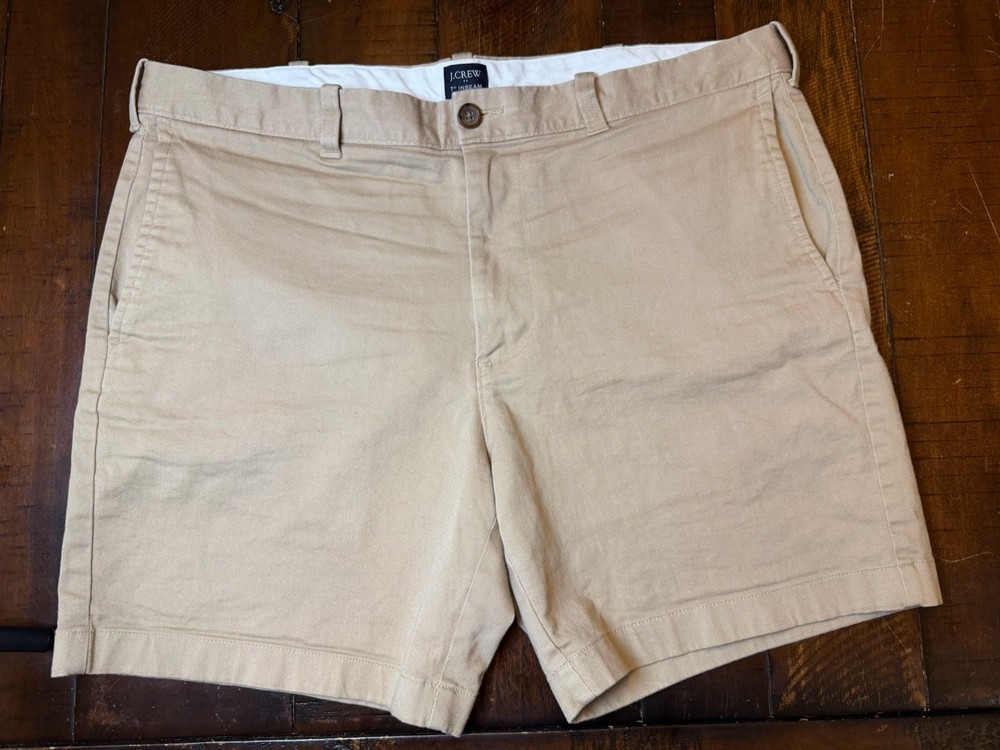 J.CREW Men's Casual Chino Shorts, Size 36, Khaki , 7'' Inseam