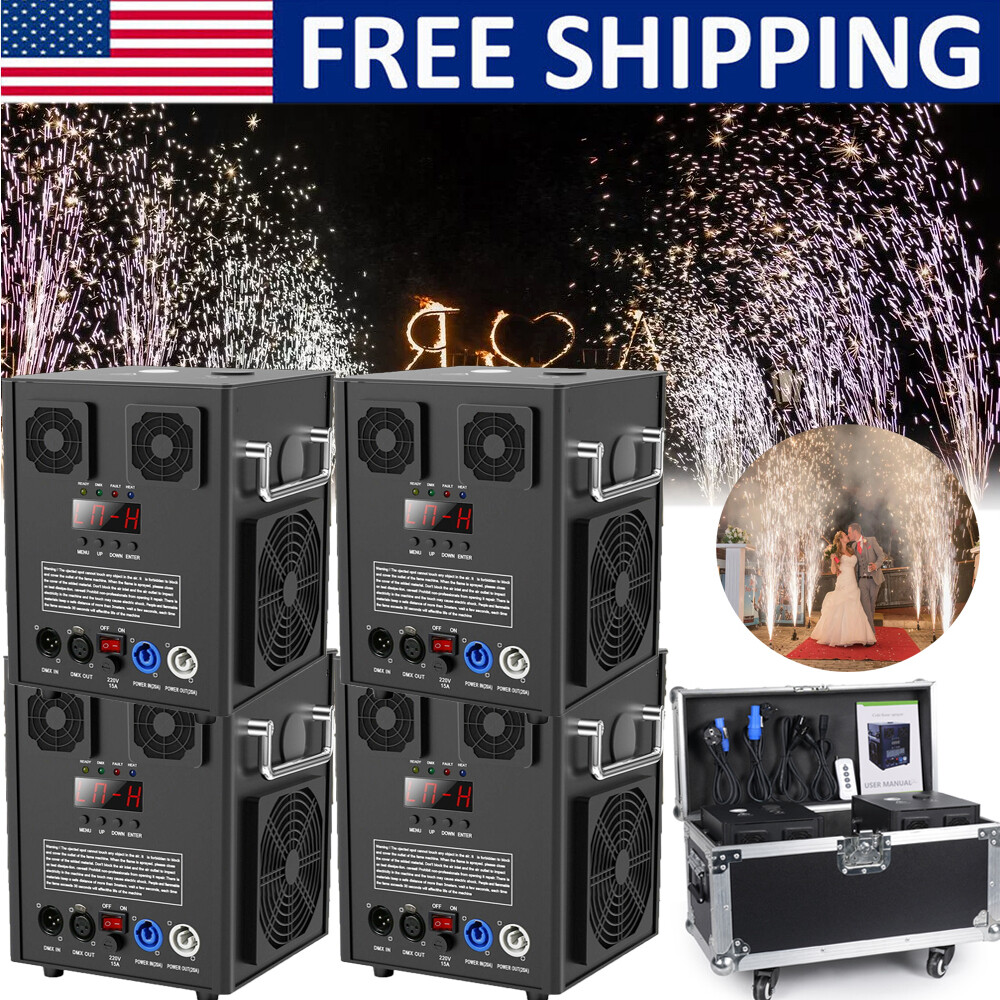 700W Cold Spark Firework Machine DMX Stage Effect Wedding DJ Party w/Flight Case