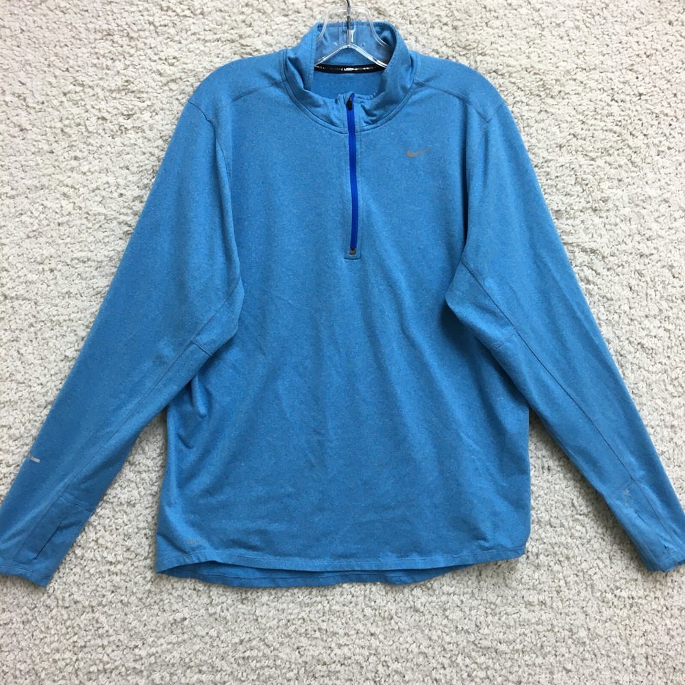 Nike Element Sweater Large Adult Blue Dri Fit 1/4 Zip Swoosh Logo Running Mens L