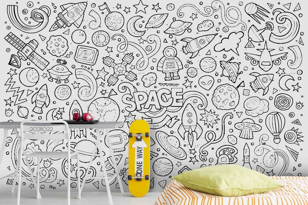 3D Abstract Graffiti Space Self-adhesive Removable Wallpaper Murals Wall 665-image