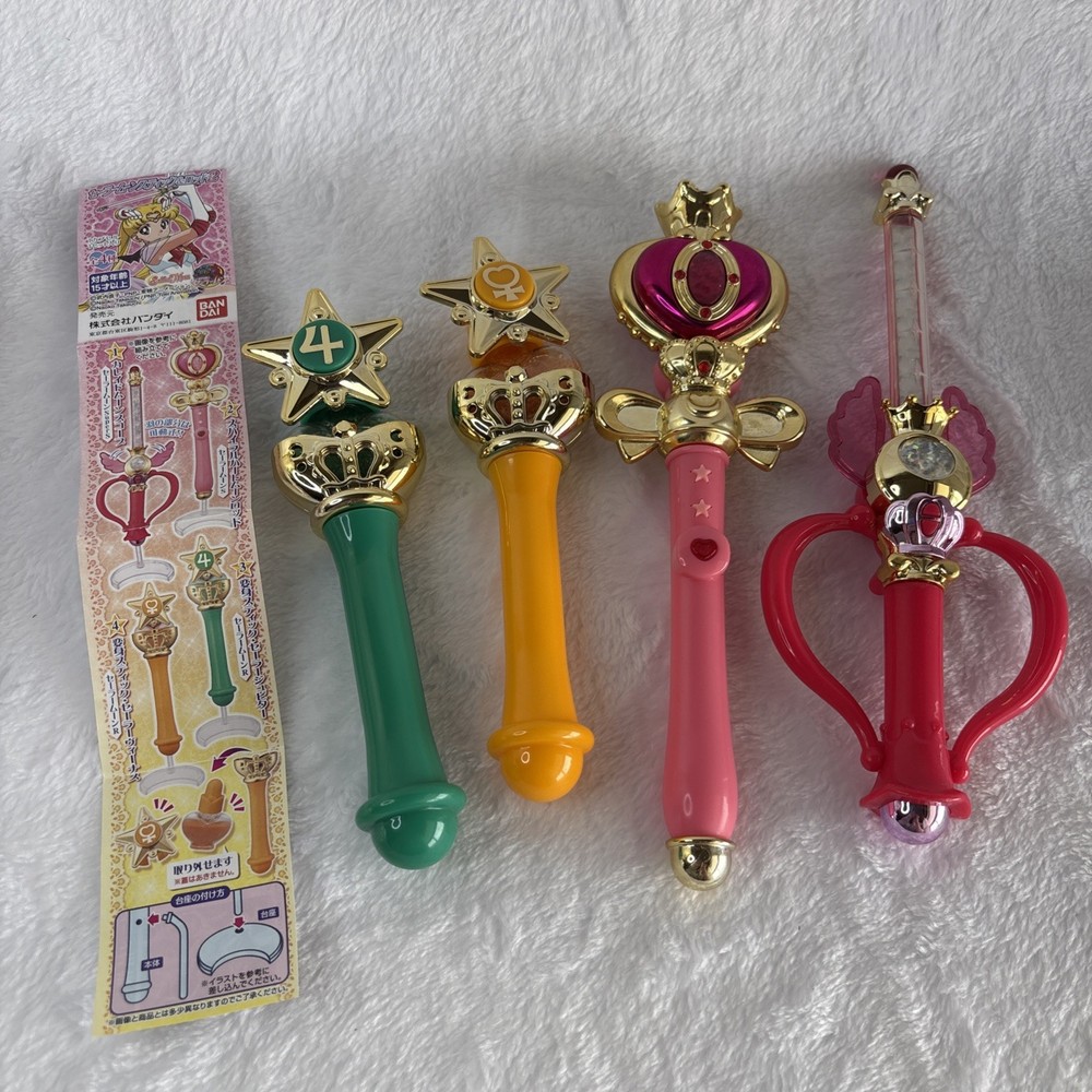 Sailor Moon Transformation Wand Rod Stick Stand Gashapon Vol 2 Set of 4 BANDAI