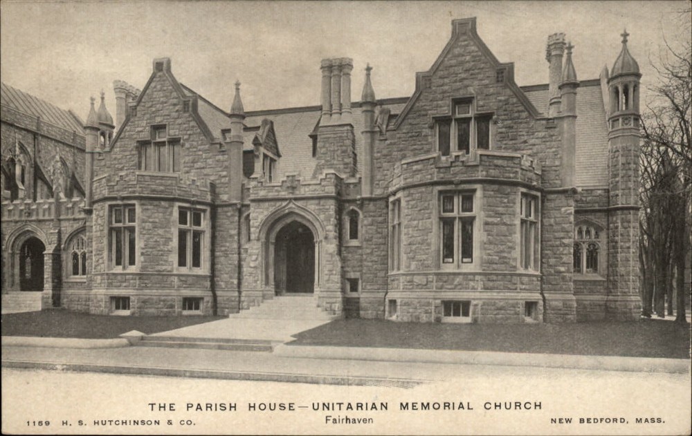 Unitarian Memorial Church parish house ~ Fairhaven Massachusetts  c1910 postcard