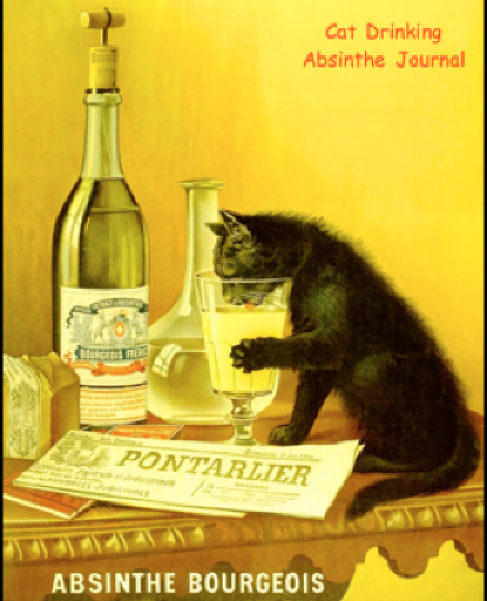 Absinthe Cat Drinking Fine Art Journal 8x10 Diary 200 Ruled Pages-image