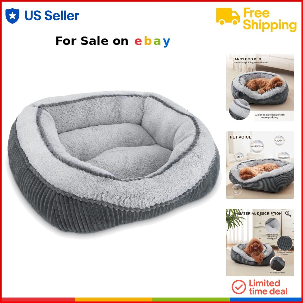 Orthopedic Washable Flannel Fleece Pet Bed for Dogs and Cats Non-Slip