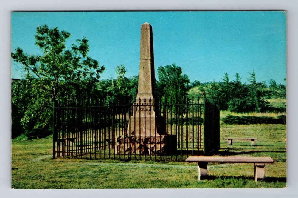 Junction City KS-Kansas, Ogden Monument, Fort Riley, Vintage Souvenir Postcard