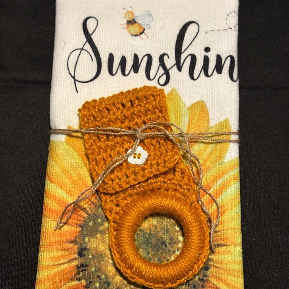 Sunflower Crochet Towel Holder with Towel