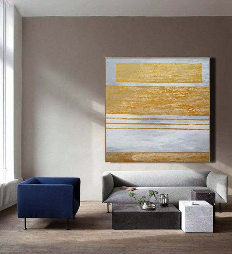 Painting Large Canvas Art Abstract Painting Minimalist Wall Art Yellow Abstrac
