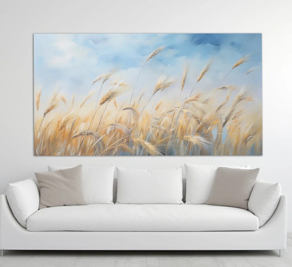 Abstract Wheat Field Art Neutral Tones Unframed Canvas Print Australian Wall Art