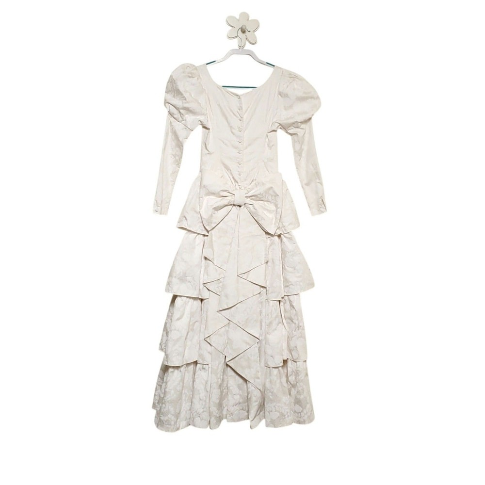 Vintage LAURA ASHLEY Long Sleeve Bridal Wedding Cottagecore dress Floral Gown