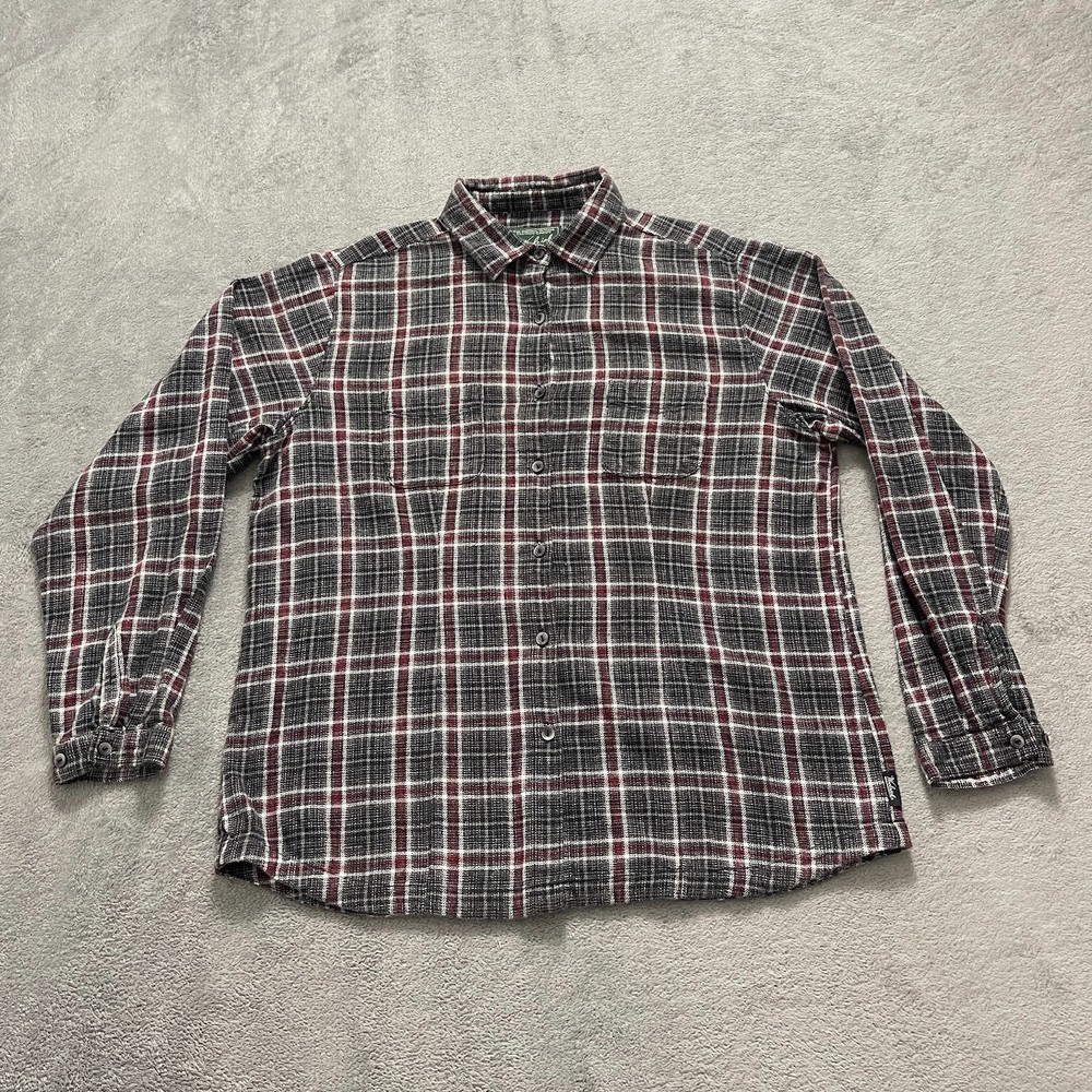 Woolrich Flannel Shirt Womens Size Large Gray Plaid Long Sleeve Button Up Cotton