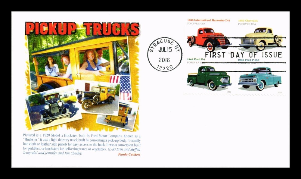 Dr Jim Stamps Us Cover Pickup Trucks First Day Issue Setenant Panda Cachet