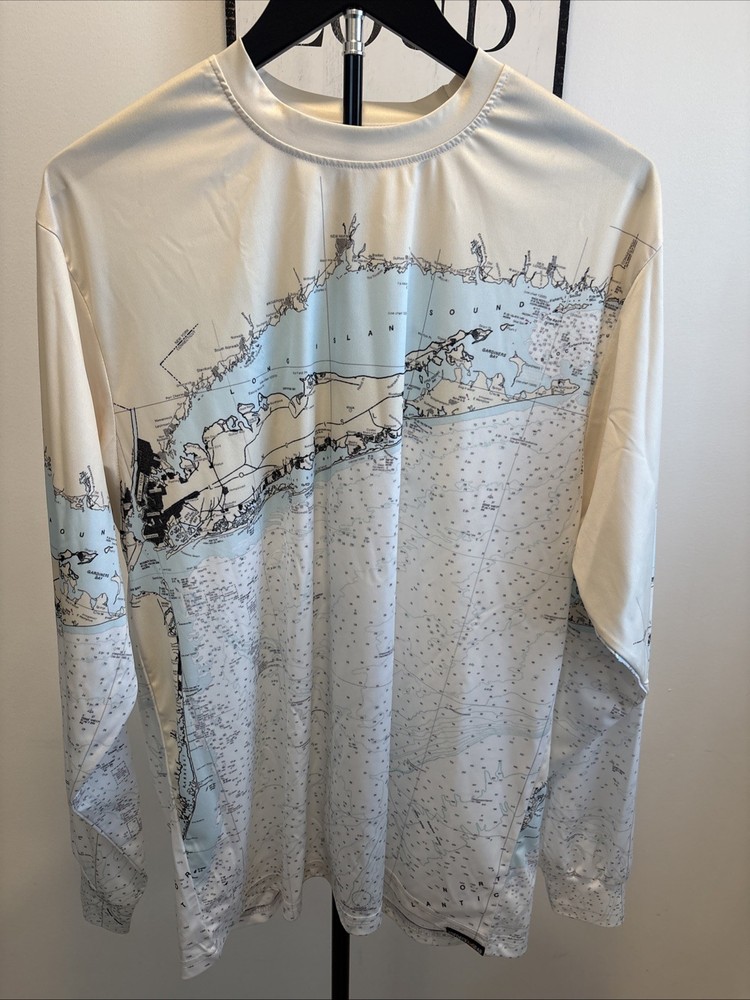 Top Deck Gear Nautical Chart Shirt Size Long Island New York Large Map