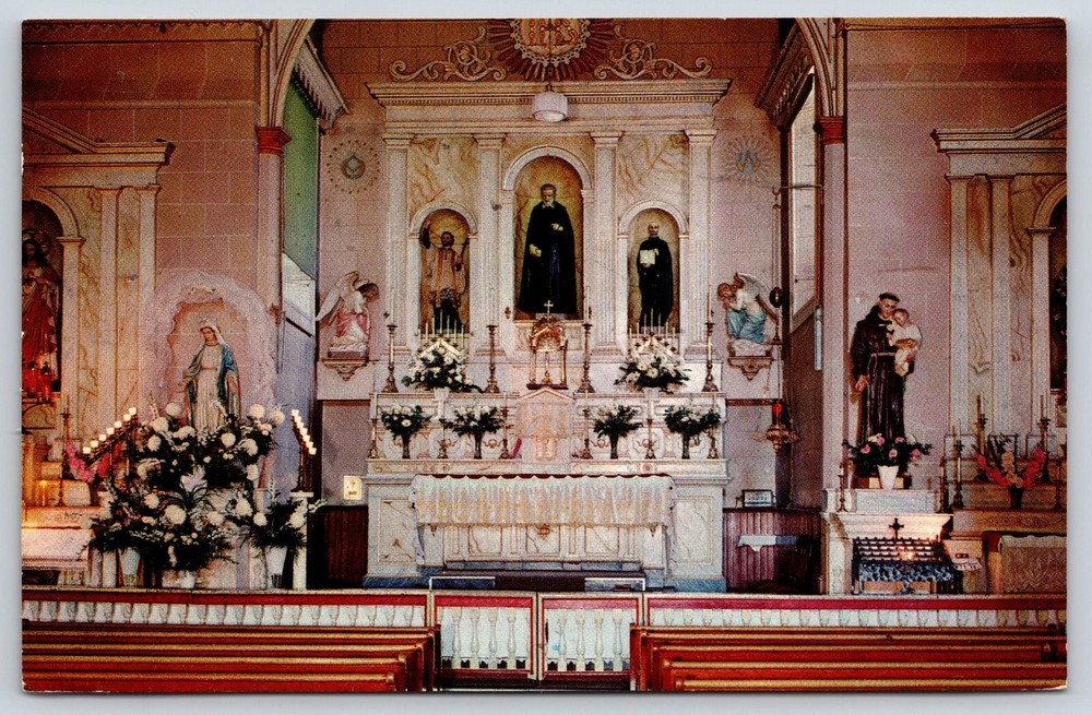 Vintage Old Postcard Altar Of San Felipe De Neri Church Albuquerque New Mexico