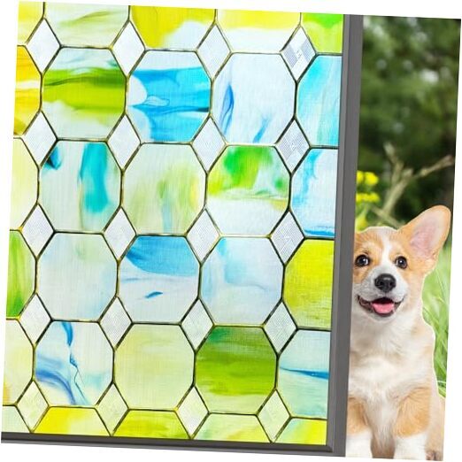 3D Stained Glass Window Film Etched Glass Door Film 23.6x35.4'' Mirror