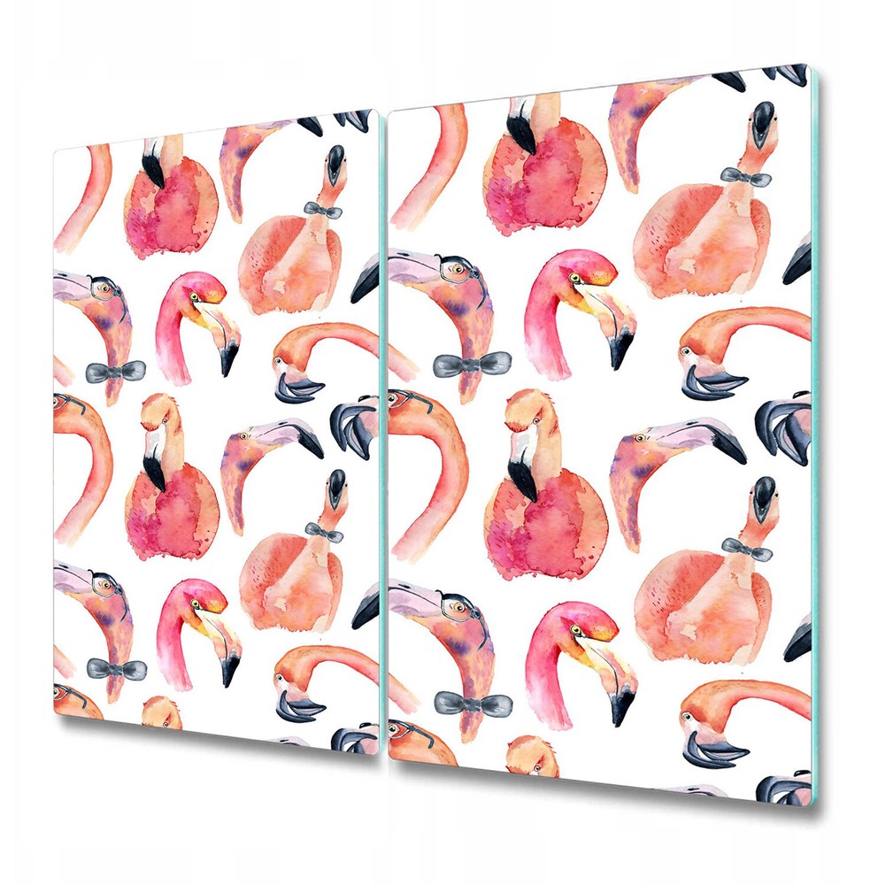 Tempered Glass Worktop Saver Crazy Flamingo Animals Watercolour 2x30x52