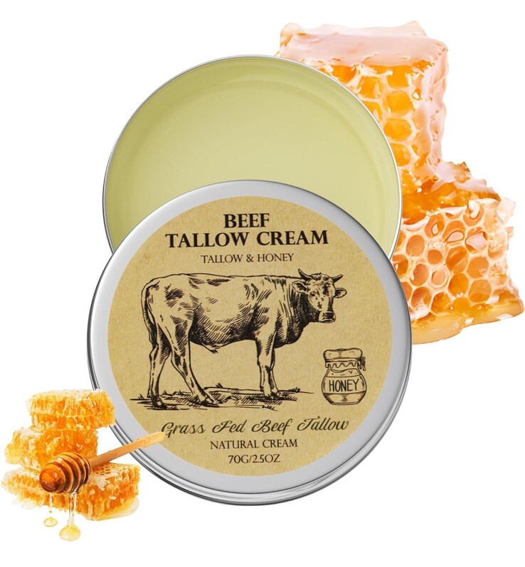 Beef Tallow for Skin, Tallow and Honey Balm,Tallow Face Moisturizer, Natural Org