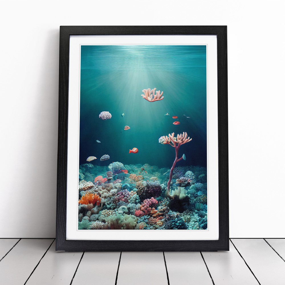 Coral Reef Bed Wall Art Print Framed Canvas Picture Poster Decor Living Room