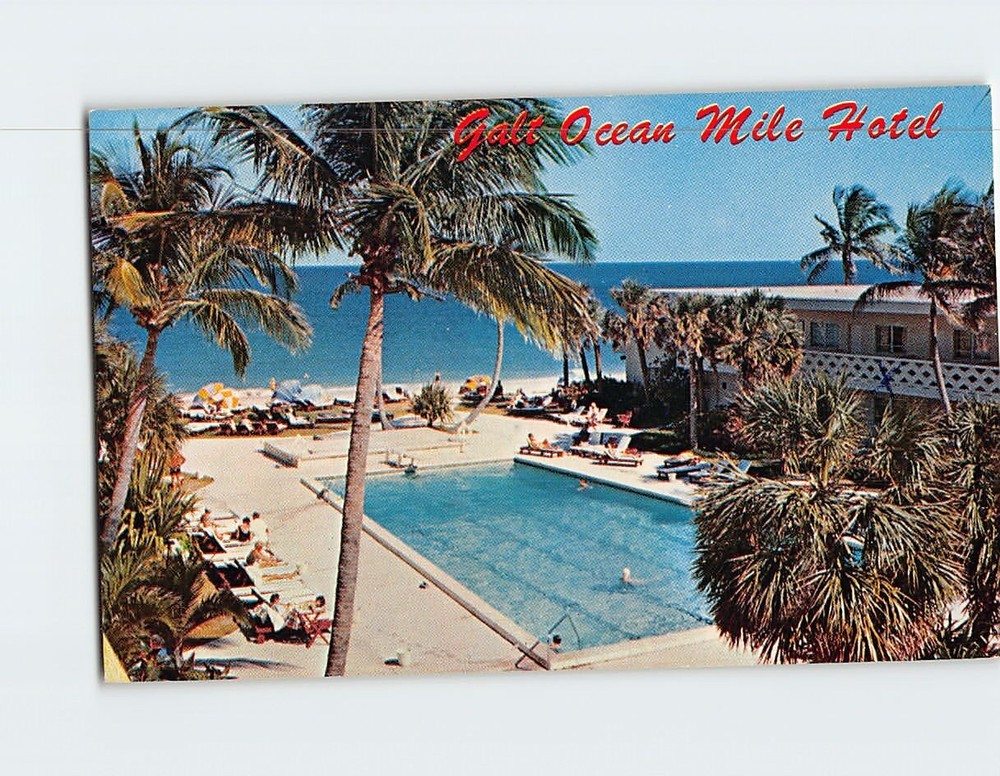 Postcard Pool & Ocean View Galt Ocean Mile Motel Fort Lauderdale Florida USA